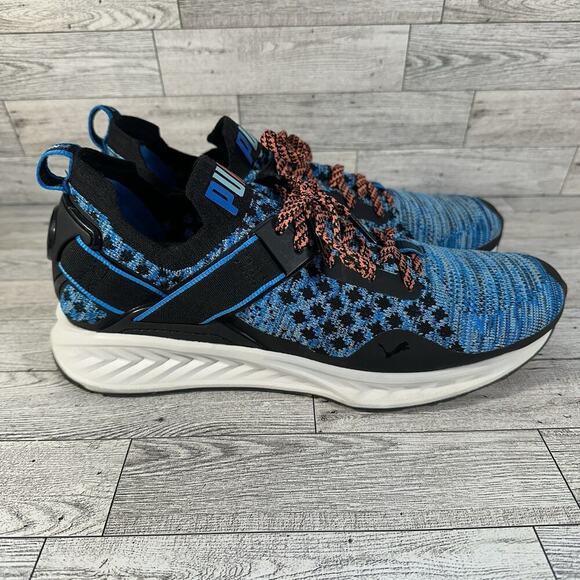 PUMA Men's 9 Ignite Evoknit Lo Sneakers Breathable Pink Dolphin EverTrack Blue - Picture 11 of 16